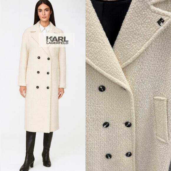 KARL LAGERFELD PARIS Women's XXL Double-Breasted Overcoat Wool Blend - Picture 1 of 12